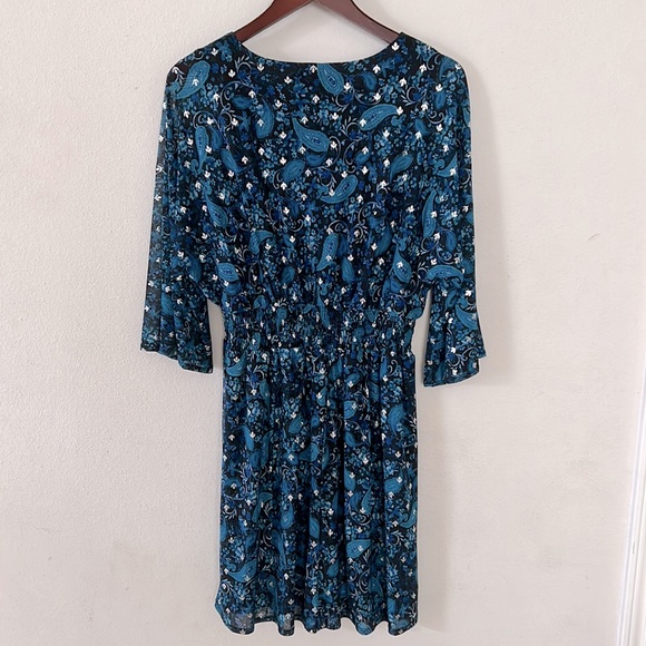Harper 241 Blue Mid-Sleeve Dress Size Large Wedding Formal Paisley - Picture 2 of 15